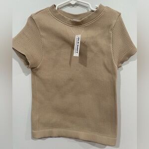 Old Navy Seamless Beige Ribbed Tee